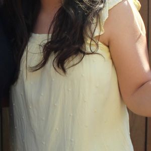 Yellow Ruffled Cap Sleeve Top Casual Square Neck Babydoll Smocked Top Boutique